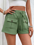 Tied Elastic Waist Shorts with Pockets - Trendsi - Flyclothing LLC