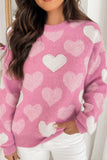 Pearl Trim Heart Round Neck Long Sleeve Sweater - Trendsi - Flyclothing LLC