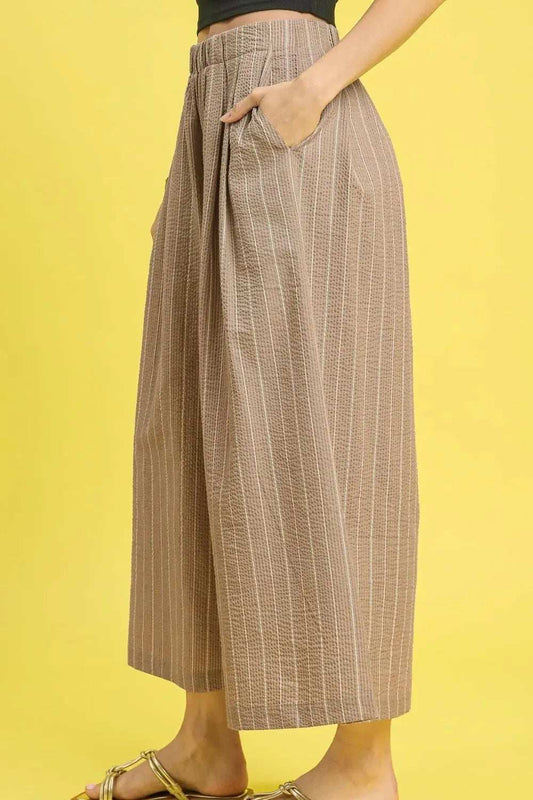 Umgee Pinstripe Crop Palazzo Pants - Trendsi - Flyclothing LLC