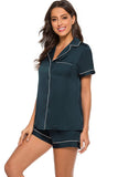 Printed Button Up Short Sleeve Top and Shorts Lounge Set - Trendsi - Flyclothing LLC