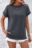 Striped Round Neck Short Sleeve T-Shirt - Trendsi - Flyclothing LLC