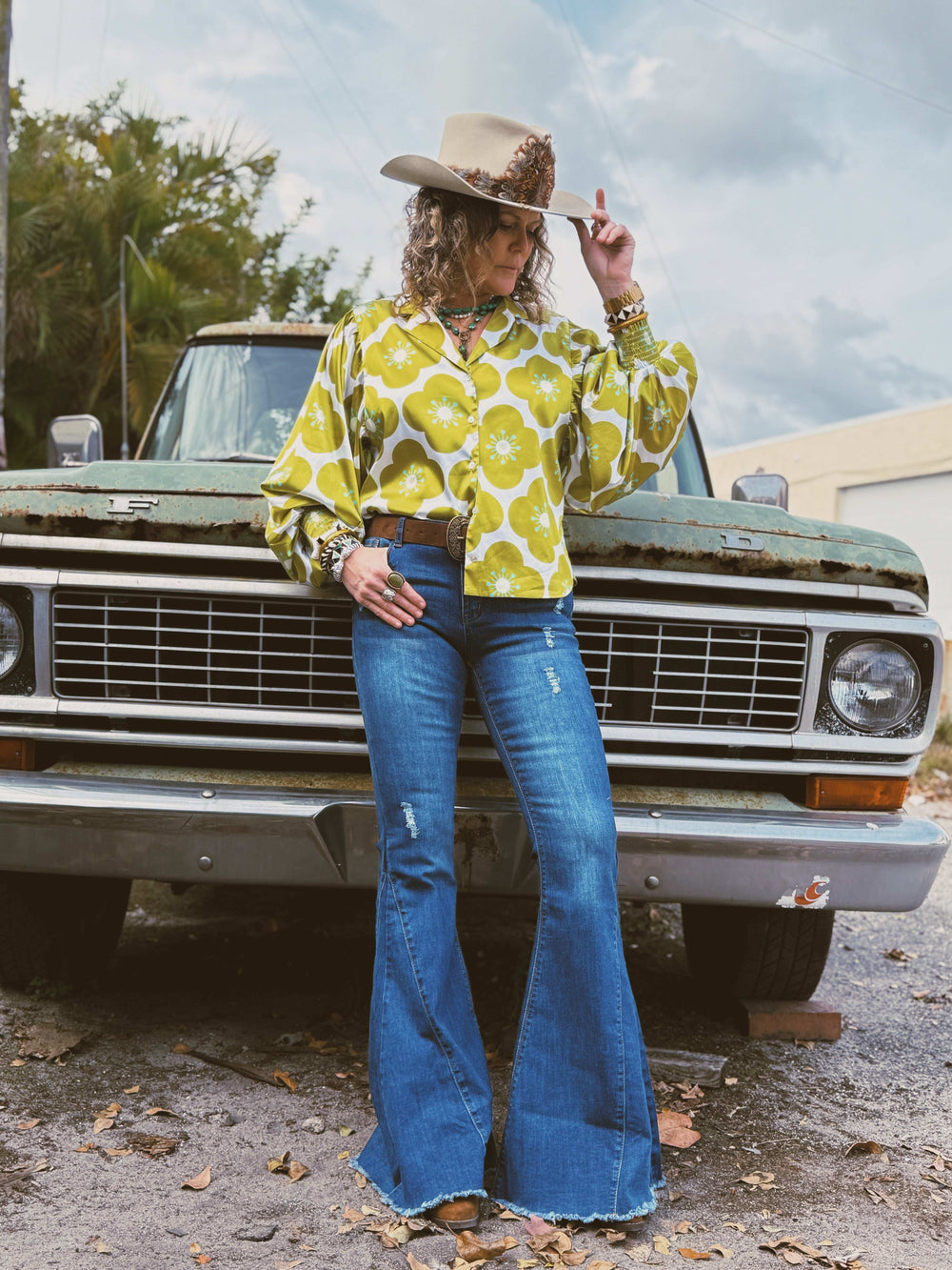 You Got Lucky Balloon Sleeve Button Up Blouse - Lil Bee's Bohemian - Flyclothing LLC