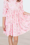 Howdy 3/4 Sleeve Ruffle Twirl Dress - Mila & Rose ® - Flyclothing LLC