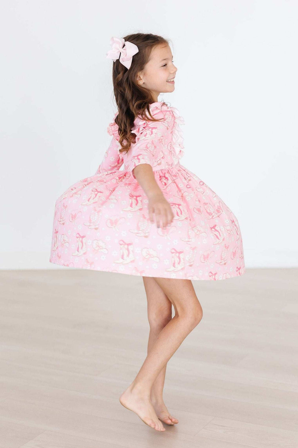 Howdy 3/4 Sleeve Ruffle Twirl Dress - Mila & Rose ® - Flyclothing LLC