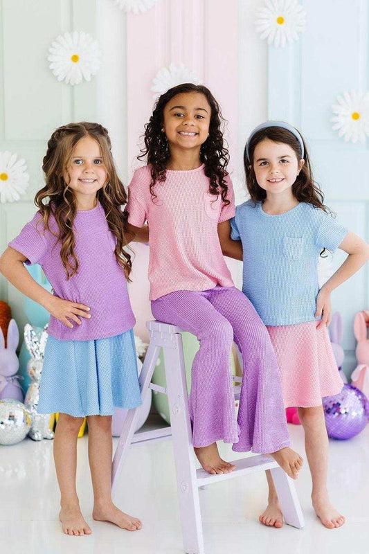 Bright Lilac Scrunchy Pocket Tee - Mila & Rose ® - Flyclothing LLC