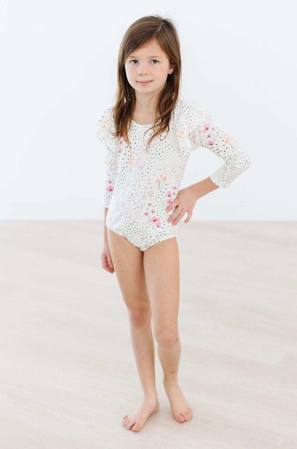 Whimsical Wildflowers L/S Flutter Sleeve Leotard - Mila & Rose ® - Flyclothing LLC