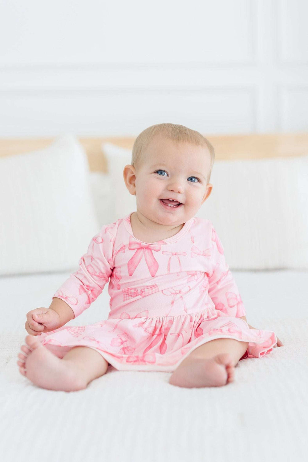 Blushing Bows 3/4 Sleeve Twirl Bodysuit - Mila & Rose ® - Flyclothing LLC