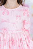 Blushing Bows 3/4 Sleeve Pocket Twirl Dress - Mila & Rose ® - Flyclothing LLC