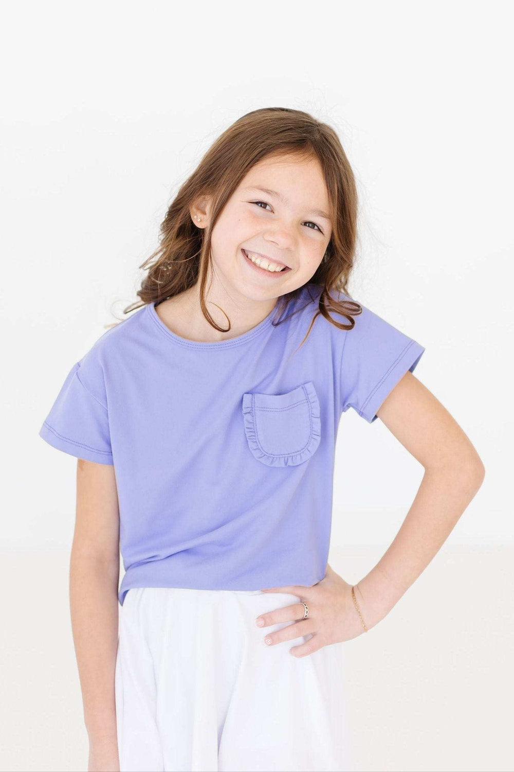 Periwinkle Ruffle Pocket Tee - Mila & Rose ® - Flyclothing LLC