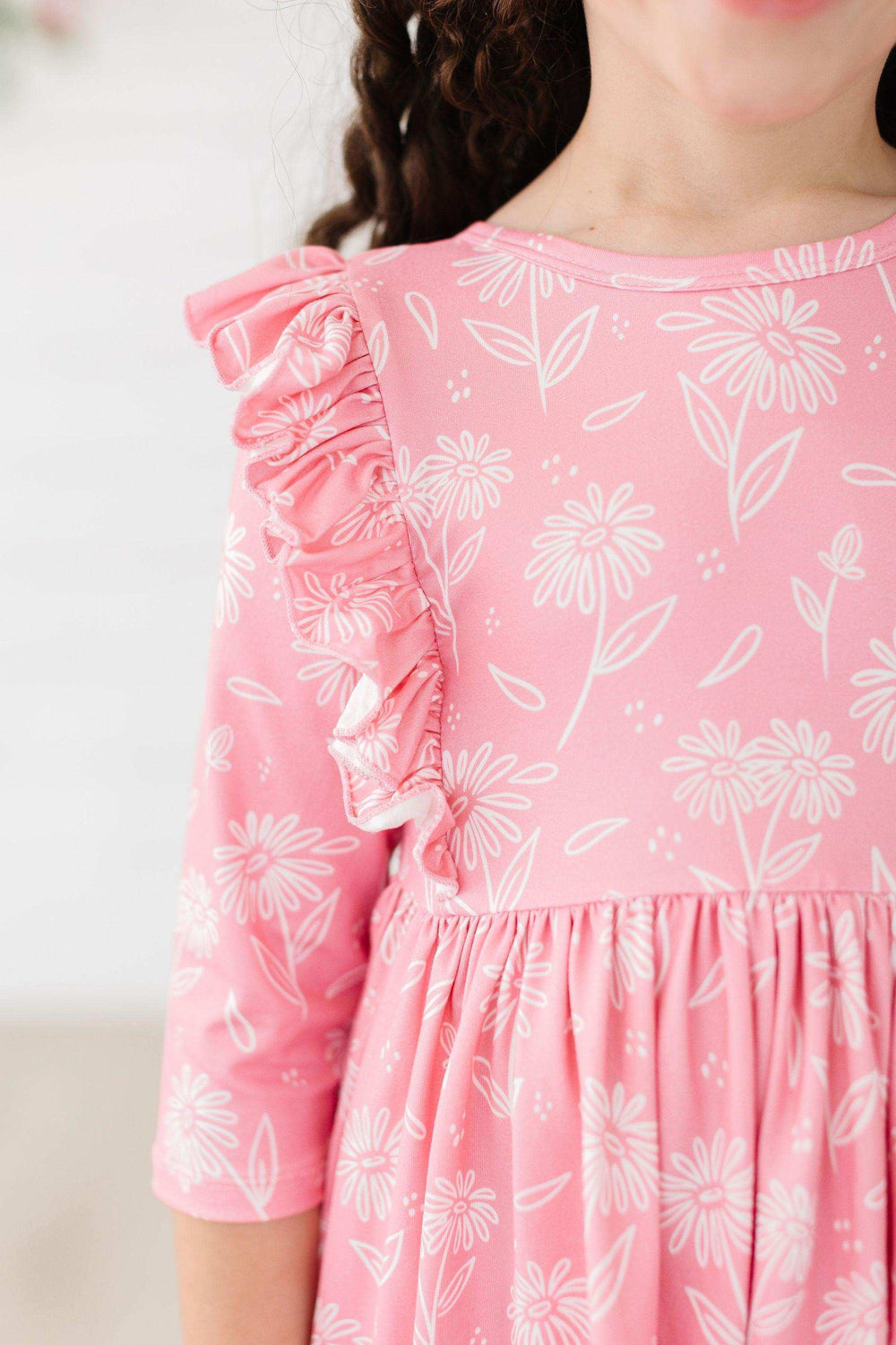 Dahlia Doodles 3/4 Sleeve Ruffle Twirl Dress - Mila & Rose ® - Flyclothing LLC