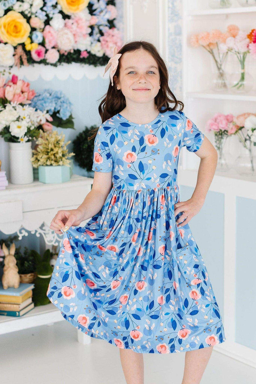 Country Blooms S/S Pocket Twirl Dress - Mila & Rose ® - Flyclothing LLC