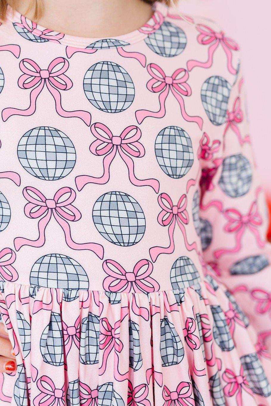 SALE Disco Bows 3/4 Sleeve Pocket Twirl Dress - Mila & Rose ® - Flyclothing LLC