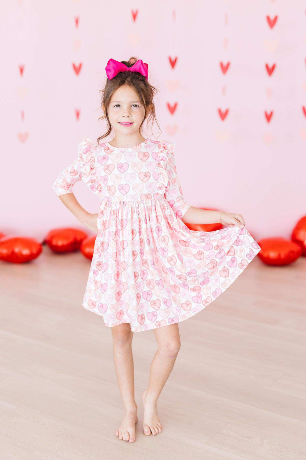 Melt My Heart 3/4 Sleeve Ruffle Twirl Dress - Mila & Rose ® - Flyclothing LLC