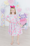 Watercolor Hearts 3/4 Sleeve Pocket Twirl Dress - Mila & Rose ® - Flyclothing LLC