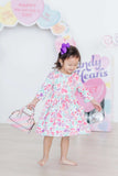 Watercolor Hearts 3/4 Sleeve Pocket Twirl Dress - Mila & Rose ® - Flyclothing LLC