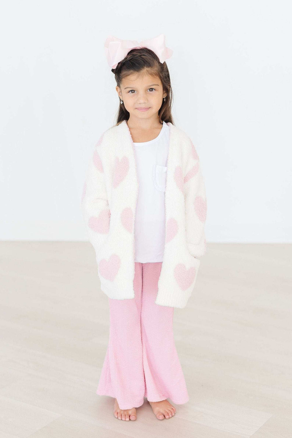 Coconut/Light Pink Heart Cozy Cardigan - Mila & Rose ® - Flyclothing LLC