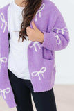 Lilac/Coconut Bow Cozy Cardigan - Mila & Rose ® - Flyclothing LLC