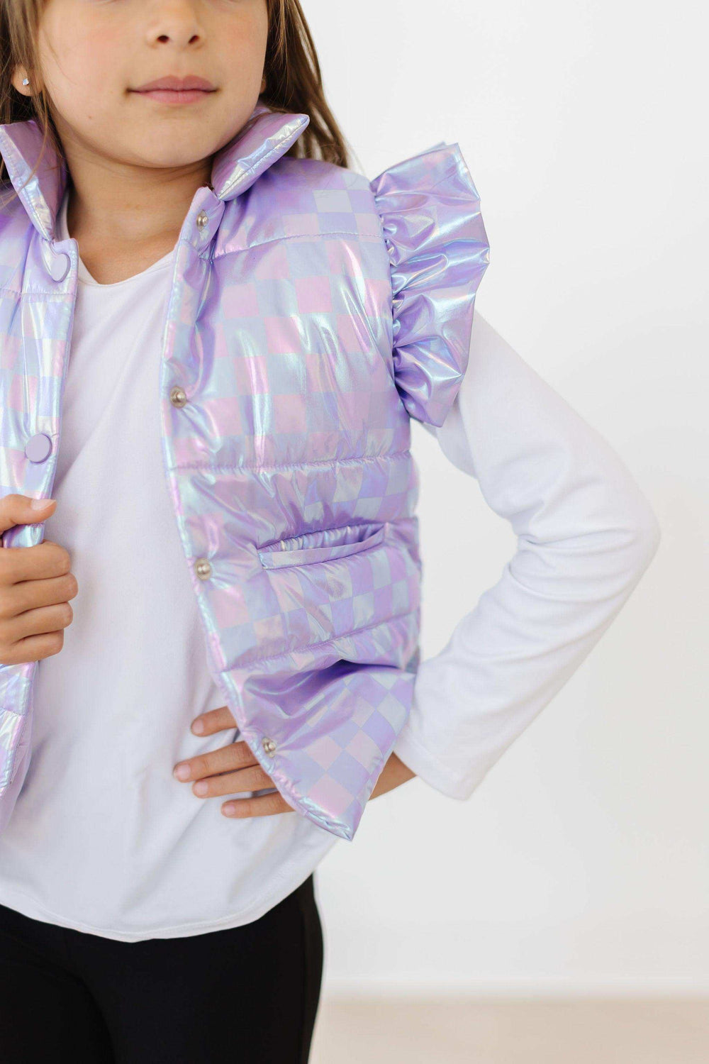 Lavender Haze Checker Puffer Vest - Mila & Rose ® - Flyclothing LLC