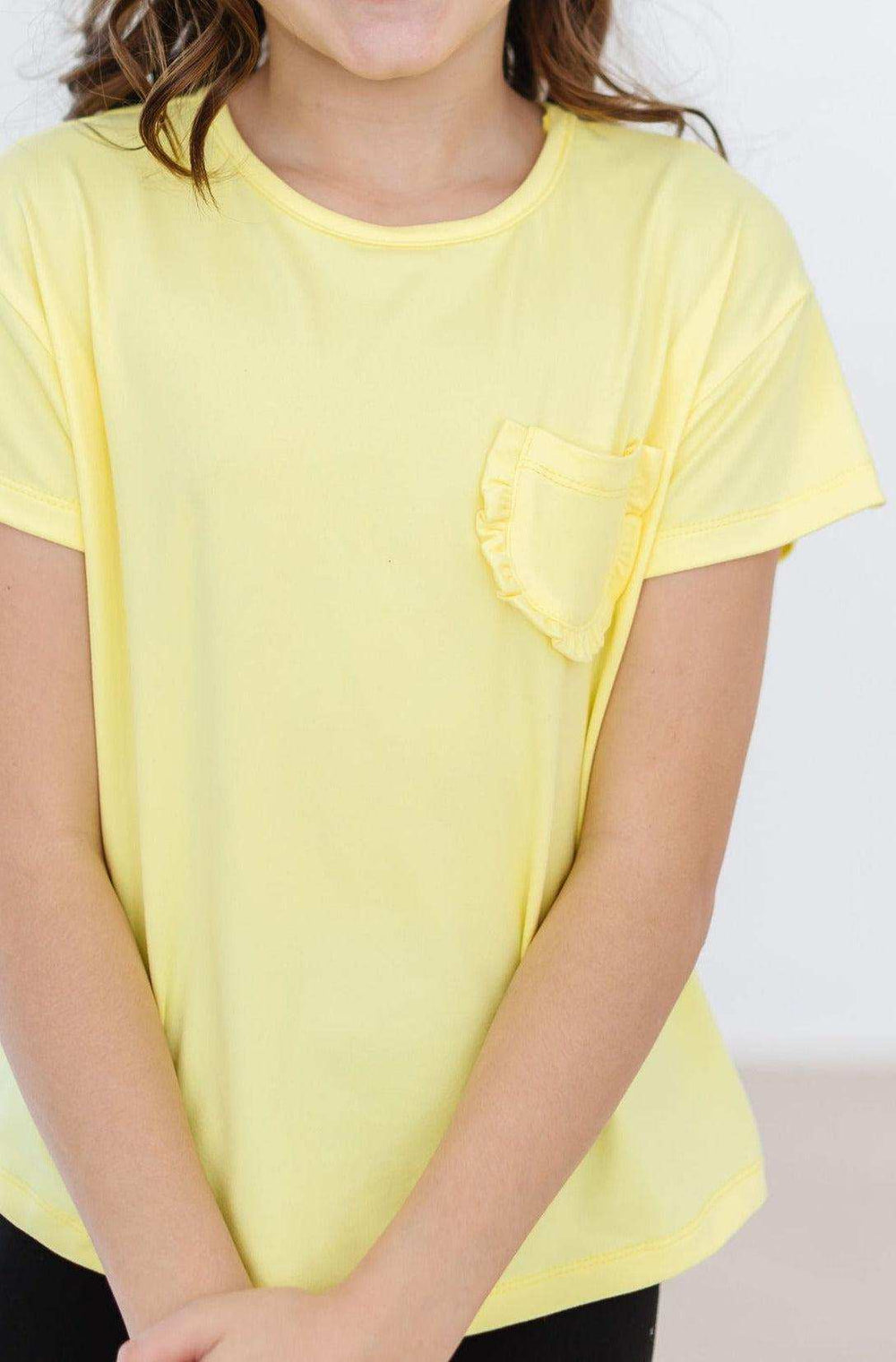 Yellow Ruffle Pocket Tee - Mila & Rose ® - Flyclothing LLC