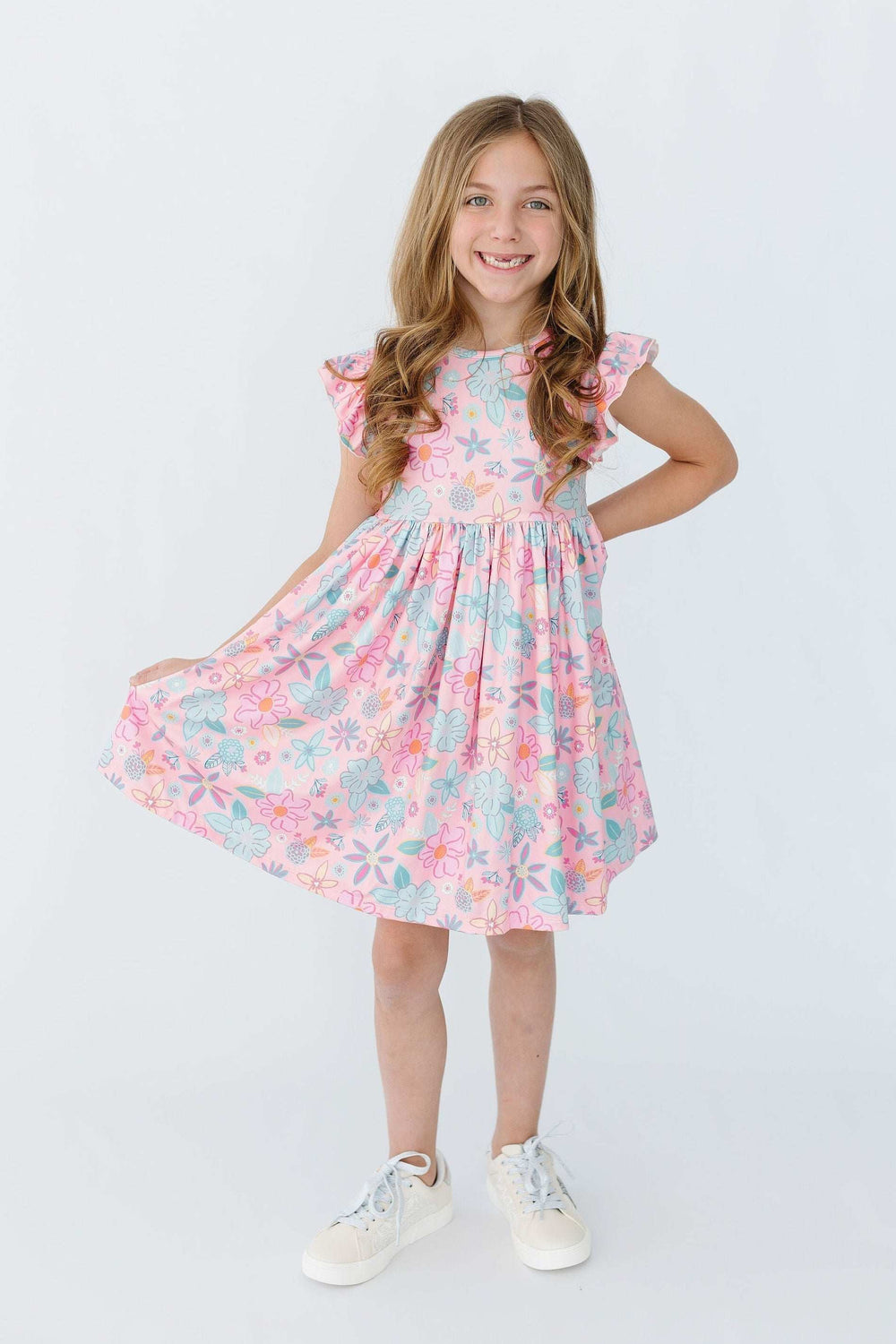 Beachy Blooms Flutter Sleeve Twirl Dress - Mila & Rose ® - Flyclothing LLC