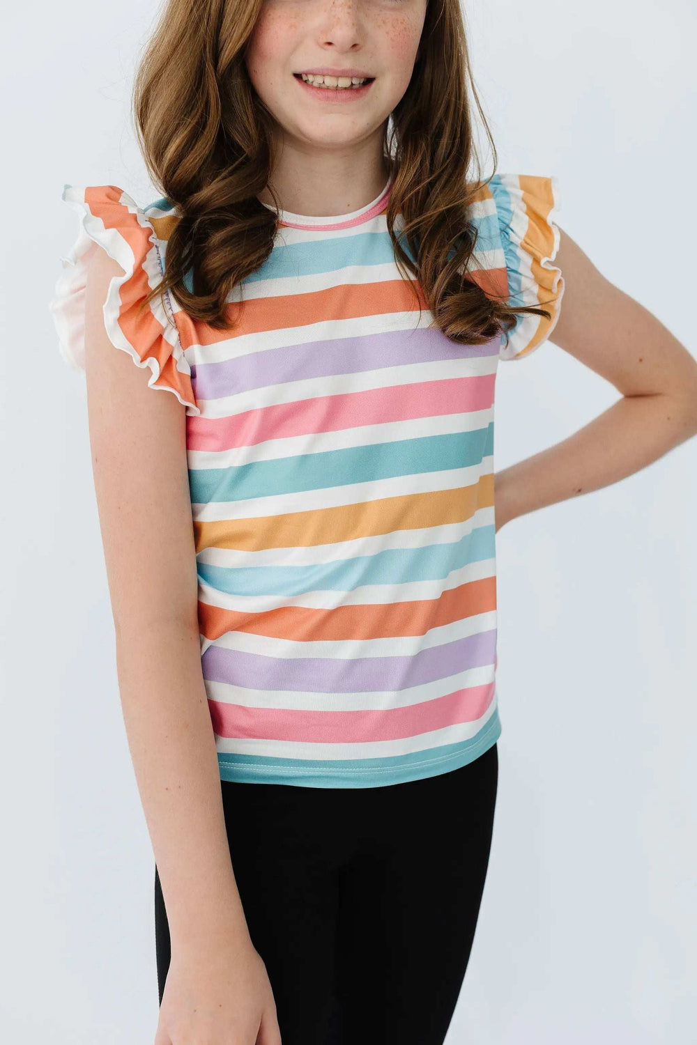 Spring Stripes S/S Ruffle Tee - Mila & Rose ® - Flyclothing LLC
