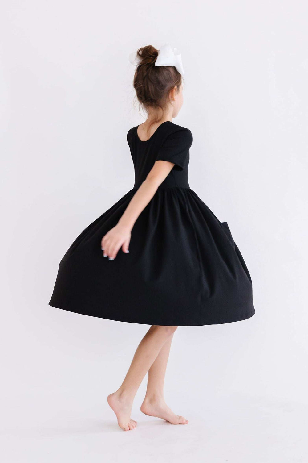 Black S/S Pocket Twirl Dress - Mila & Rose ® - Flyclothing LLC