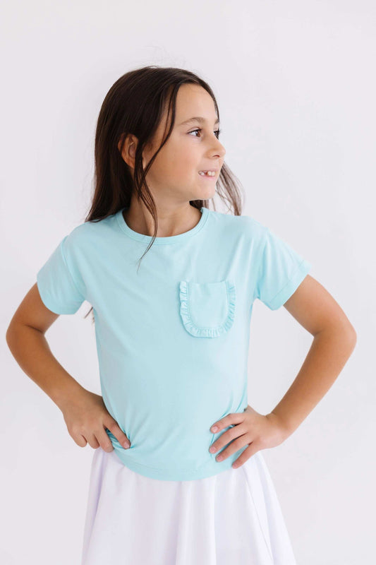 Aqua Ruffle Pocket Tee - Mila & Rose ® - Flyclothing LLC
