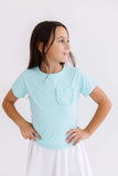 Aqua Ruffle Pocket Tee - Mila & Rose ® - Flyclothing LLC