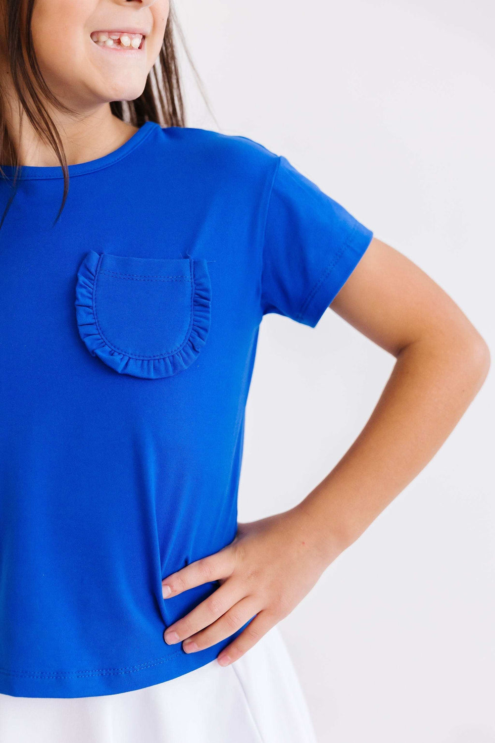 Royal Blue Ruffle Pocket Tee - Mila & Rose ® - Flyclothing LLC