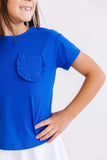 Royal Blue Ruffle Pocket Tee - Mila & Rose ® - Flyclothing LLC