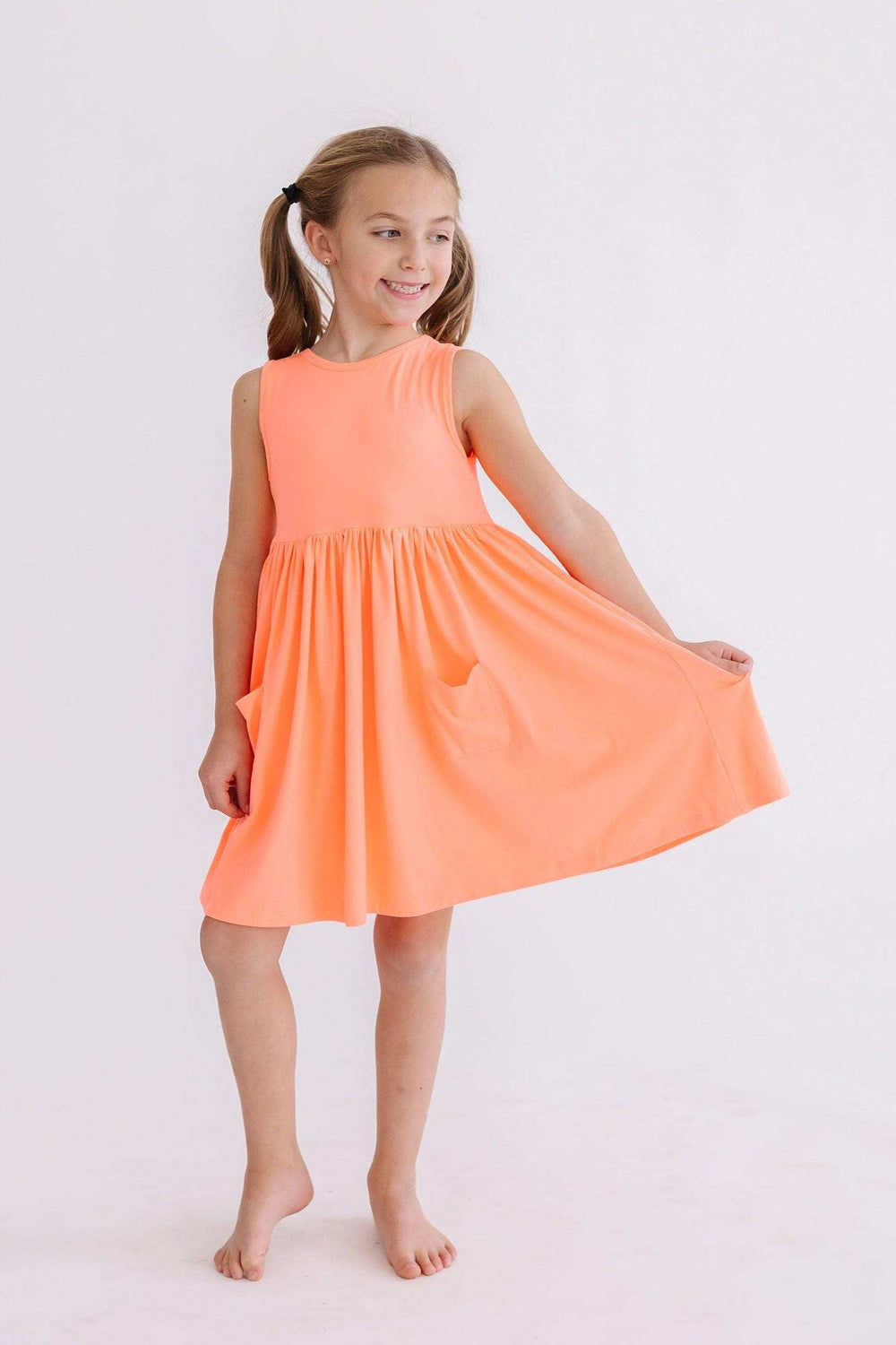 Neon Coral Tank Pocket Twirl Dress - Mila & Rose ® - Flyclothing LLC