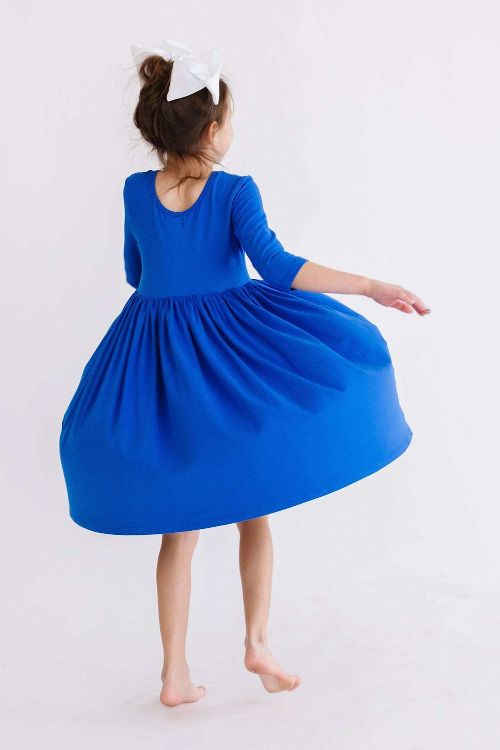 Royal Blue 3/4 Sleeve Pocket Twirl Dress - Mila & Rose ® - Flyclothing LLC