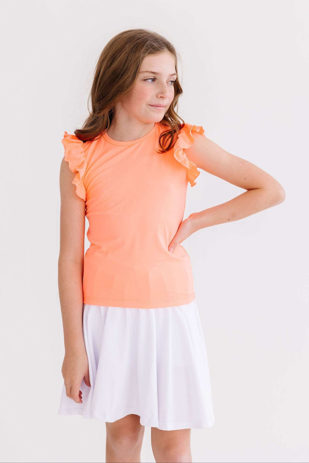 Neon Coral S/S Ruffle Tee - Mila & Rose ® - Flyclothing LLC