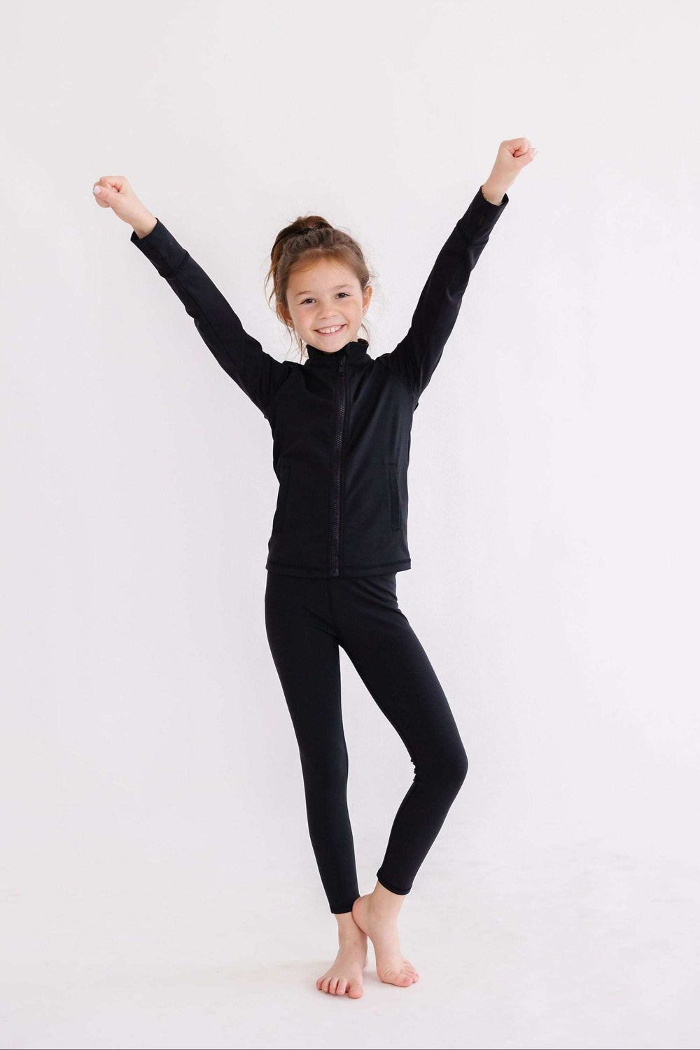 Balanced Black Full-Zip Ruffle Active Jacket - Mila & Rose ® - Flyclothing LLC