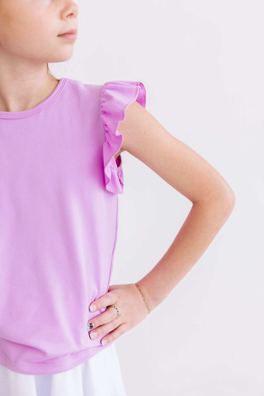 Bright Lilac S/S Ruffle Tee - Mila & Rose ® - Flyclothing LLC