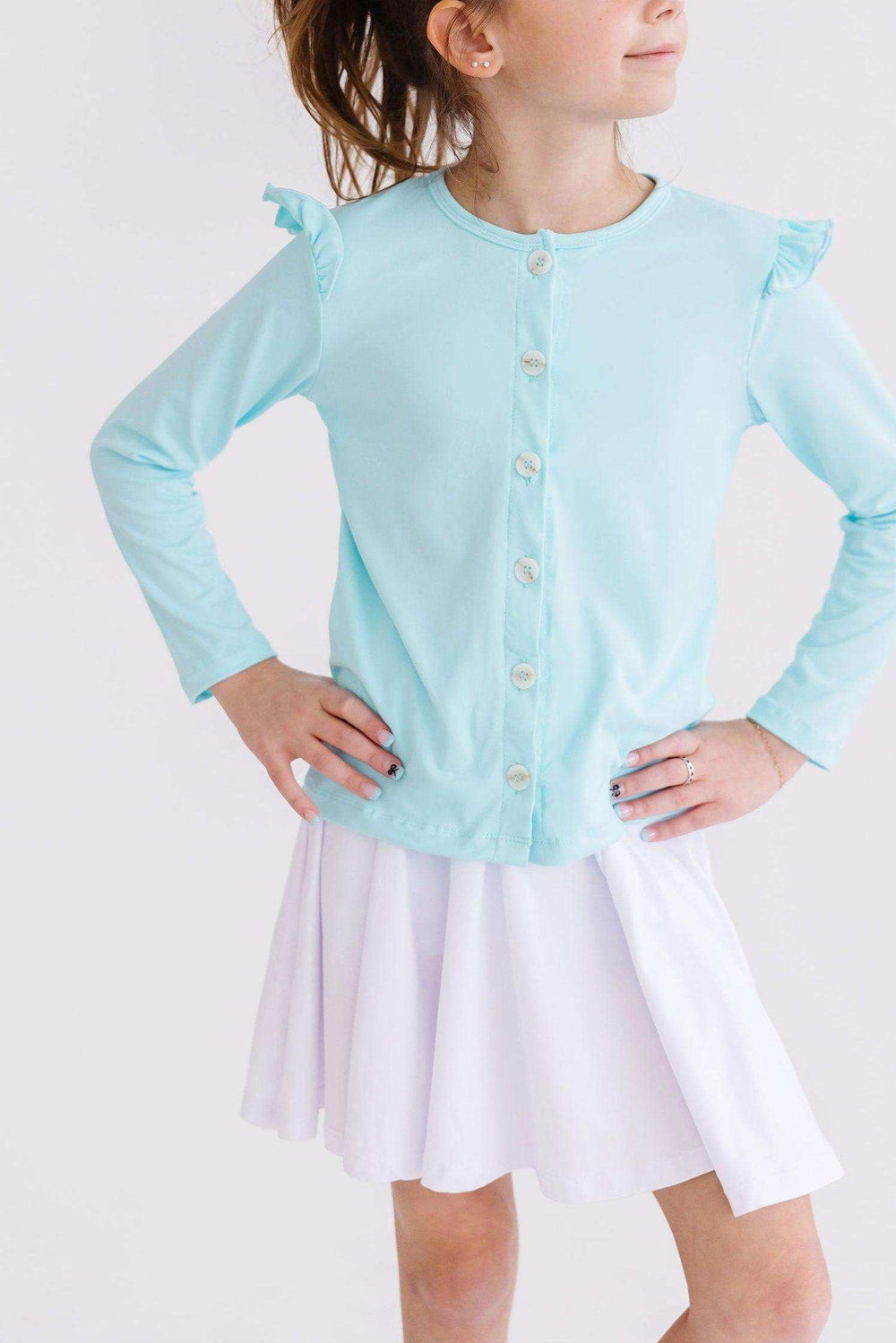 Aqua Ruffle Cardigan - Mila & Rose ® - Flyclothing LLC