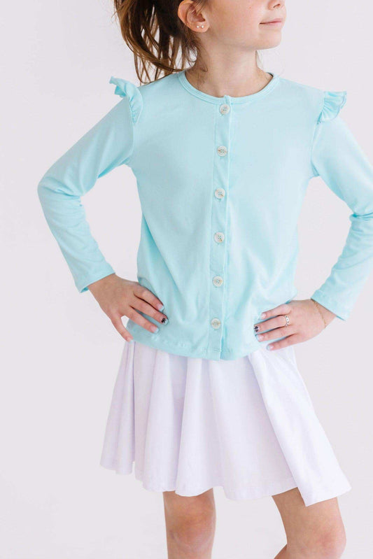 Aqua Ruffle Cardigan - Mila & Rose ® - Flyclothing LLC