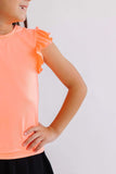 Neon Coral S/S Ruffle Tee - Mila & Rose ® - Flyclothing LLC