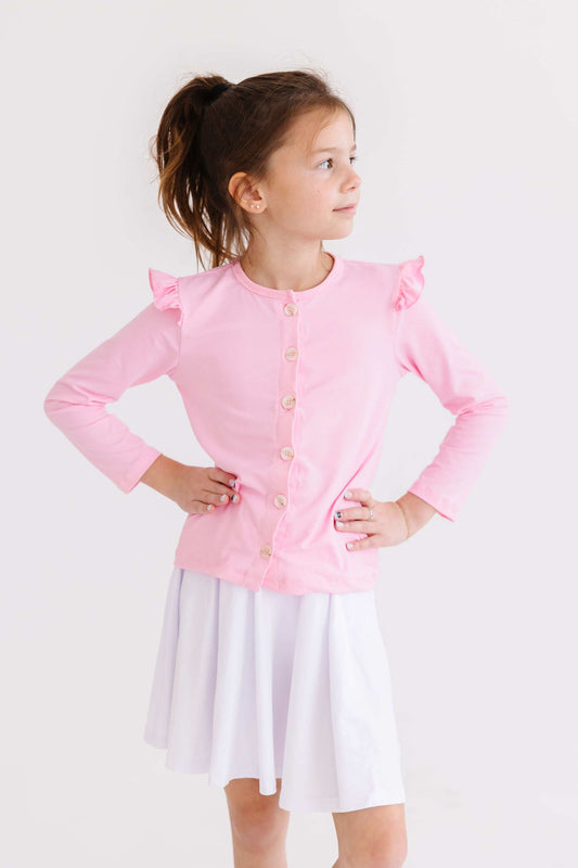 Bubblegum Pink Ruffle Cardigan - Mila & Rose ® - Flyclothing LLC