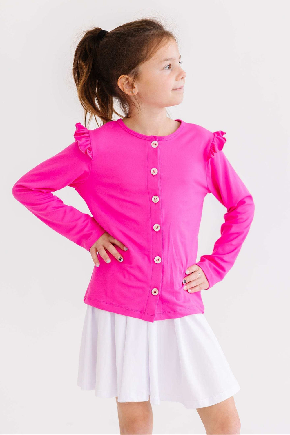 Hot Pink Ruffle Cardigan - Mila & Rose ® - Flyclothing LLC