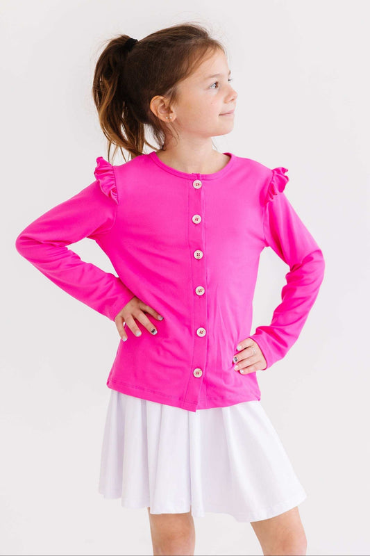 Hot Pink Ruffle Cardigan - Mila & Rose ® - Flyclothing LLC