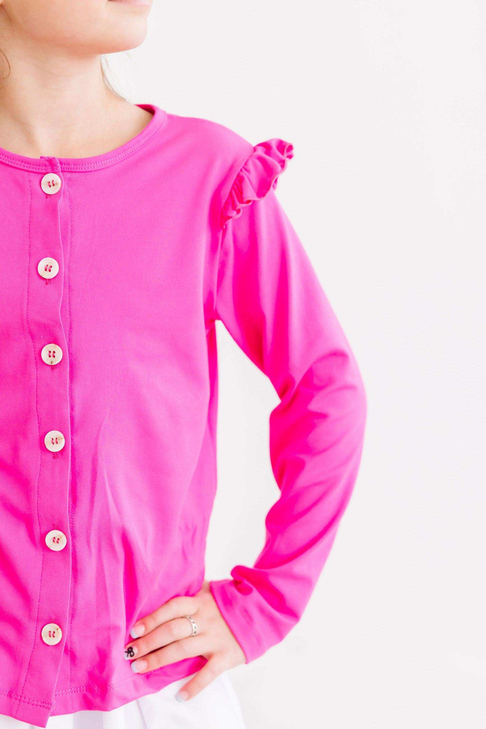 Hot Pink Ruffle Cardigan - Mila & Rose ® - Flyclothing LLC