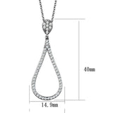 3W1019 - Rhodium Brass Chain Pendant with AAA Grade CZ in Clear - Alamode - Flyclothing LLC