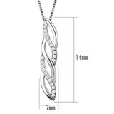 3W1020 - Rhodium Brass Chain Pendant with AAA Grade CZ in Clear - Alamode - Flyclothing LLC