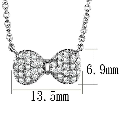 3W1024 - Rhodium Brass Chain Pendant with AAA Grade CZ in Clear - Alamode - Flyclothing LLC