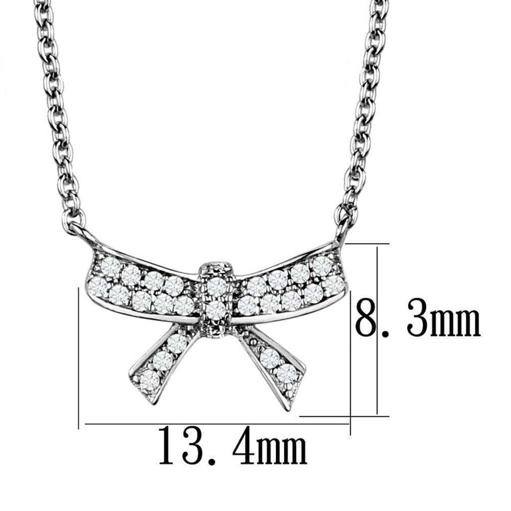 3W1028 - Rhodium Brass Chain Pendant with AAA Grade CZ in Clear - Alamode - Flyclothing LLC