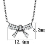 3W1028 - Rhodium Brass Chain Pendant with AAA Grade CZ in Clear - Alamode - Flyclothing LLC