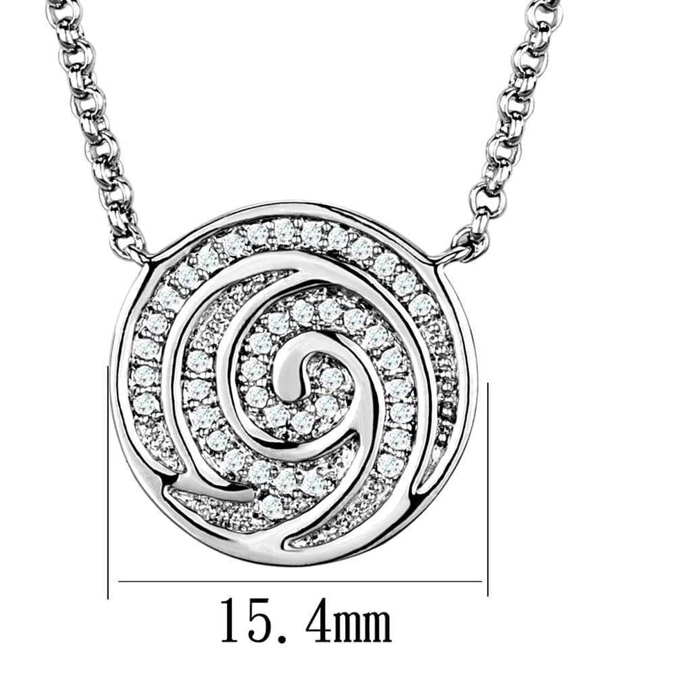 3W1029 - Rhodium Brass Chain Pendant with AAA Grade CZ in Clear - Alamode - Flyclothing LLC