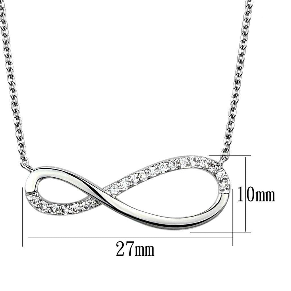 3W1033 - Rhodium Brass Chain Pendant with AAA Grade CZ in Clear - Alamode - Flyclothing LLC