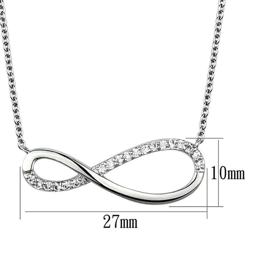 3W1033 - Rhodium Brass Chain Pendant with AAA Grade CZ in Clear - Alamode - Flyclothing LLC